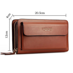 Brand Men Wallets with coin pocket zipper Double Zipper Male Wallet long Large Men Purse coin clutch bag black Business