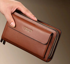 Brand Men Wallets with coin pocket zipper Double Zipper Male Wallet long Large Men Purse coin clutch bag black Business
