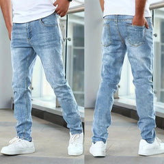 Men Casual Pencil Jeans Male Elastic Multi Pocket Small Slim High Street Denim Pants
