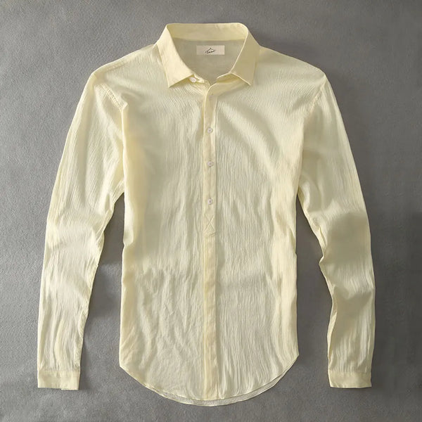 Casual Hawaiian Shirts Men Cotton Linen Designer Brand Slim Fit  White Shirt