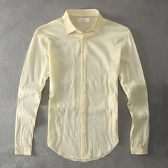 Casual Hawaiian Shirts Men Cotton Linen Designer Brand Slim Fit  White Shirt