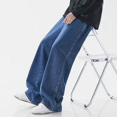 New Streetwear Loose Jeans Men Korean Style Fashion Loose Straight Wide Leg Pants