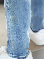 Men Casual Pencil Jeans Male Elastic Multi Pocket Small Slim High Street Denim Pants