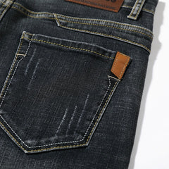 Summer Shorts Jeans Men Denim Pants Stretch Dark Blue Fashion Design Men's Jeans