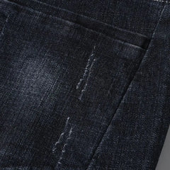 Men's jeans stretch fashionable black pants slim fit straight leg pants