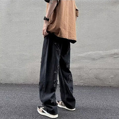 Men Straight Leg Denim Jeans Male New Fashion Casual Loose High Street Y2k Pants