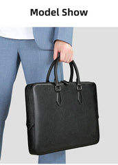 Genuine Leather Briefcase for Men, Large Capacity Laptop Bag