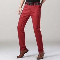 Men's Jeans Pure White Fashion Elastic Slim Youth Slimming Straight Leg Male Pants