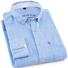 Men‘s Solid Button-Down Collar Dress Shirt - Breathable