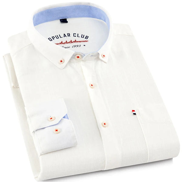 Men‘s Solid Button-Down Collar Dress Shirt - Breathable