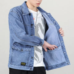 Spring Autumn New Fashion Men's Casual Trendy Multi Pocket Amaerican Jean Jacket