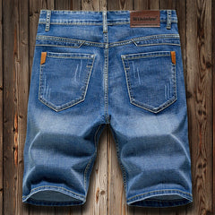 Summer Shorts Jeans Men Denim Pants Stretch Dark Blue Fashion Design Men's Jeans