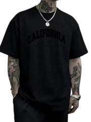 Men's summer T-shirt with high-quality loose fit, short-sleeved round neck print