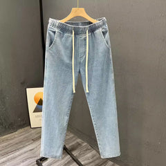 Men's Casual Loose Straight Leg Jeans Thin Wear Resistant Spring Comfortable Denim Pants