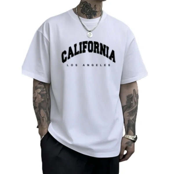Men's summer T-shirt with high-quality loose fit, short-sleeved round neck print