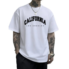 Men's summer T-shirt with high-quality loose fit, short-sleeved round neck print