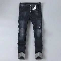 Men's jeans stretch fashionable black pants slim fit straight leg pants
