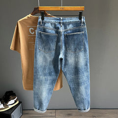Ripped Jeans Men New Personality Fashion Vintage Blue Denim Pants Casual