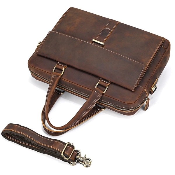Genuine Leather Briefcase For Men Male Cowskin Laptop Business Handbag
