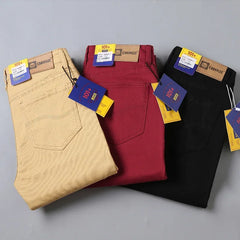 Men's Jeans Pure White Fashion Elastic Slim Youth Slimming Straight Leg Male Pants