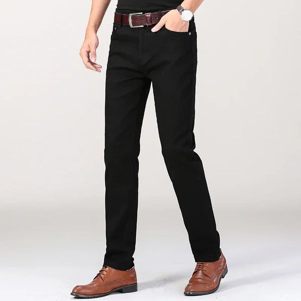 Men's Jeans Pure White Fashion Elastic Slim Youth Slimming Straight Leg Male Pants