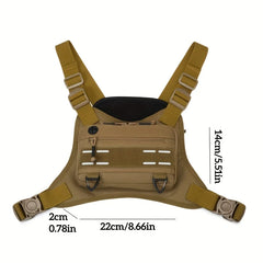 Men's Hiking Chest Bag Sports Front Vest Training Rig Pouch Outdoor Climbing Cycling Running Pack Large Travel Phone Fanny Pack