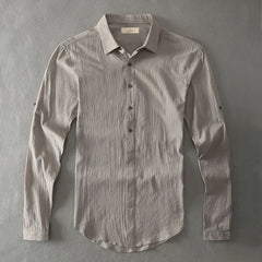 Casual Hawaiian Shirts Men Cotton Linen Designer Brand Slim Fit  White Shirt