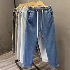 Men's Casual Loose Straight Leg Jeans Thin Wear Resistant Spring Comfortable Denim Pants