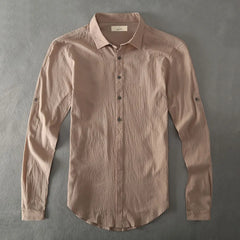 Casual Hawaiian Shirts Men Cotton Linen Designer Brand Slim Fit  White Shirt