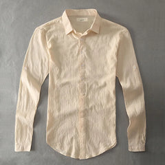 Casual Hawaiian Shirts Men Cotton Linen Designer Brand Slim Fit  White Shirt