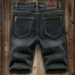 Summer Shorts Jeans Men Denim Pants Stretch Dark Blue Fashion Design Men's Jeans