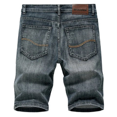 Summer Shorts Jeans Men Denim Pants Stretch Dark Blue Fashion Design Men's Jeans