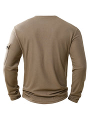 Men New  Button Henley neck Shirt Long Sleeve Casual Button Solid color T-Shirt