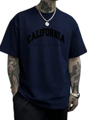 Men's summer T-shirt with high-quality loose fit, short-sleeved round neck print