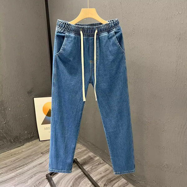 Men's Casual Loose Straight Leg Jeans Thin Wear Resistant Spring Comfortable Denim Pants